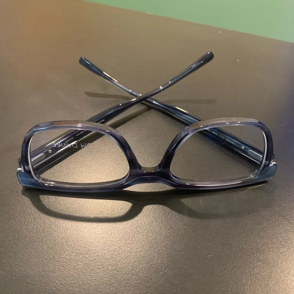 TOM DAVIES 704 Col 2055. Blue & Silver. 52mm Square Eyeglasses